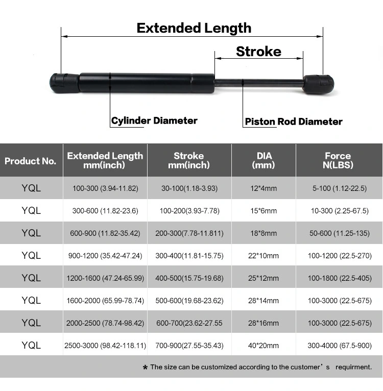 270mm Length High Quality Gas Spring Used for Air Gun